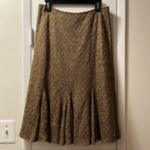 Lafayette 148 New York Metallic Brown Gold Knit Flare Skirt Size 8
